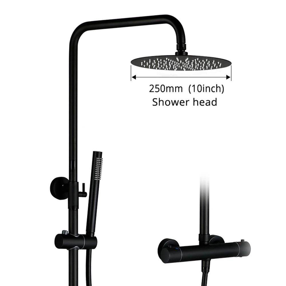 Aarunya thermostatic gold shower installed in hotel-style bathroom