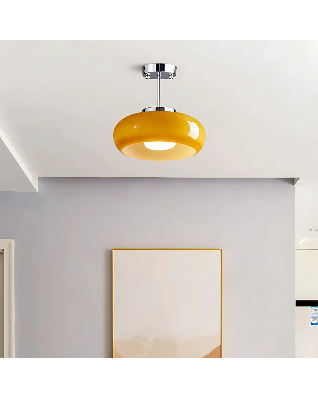 Bauhaus-inspired glass pendant lamp with gold accents