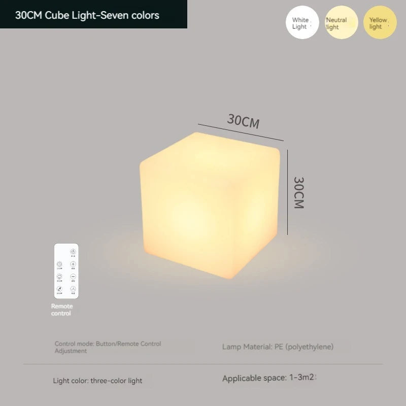 Contemporary Cube LED Floor Light Luminous Stool.