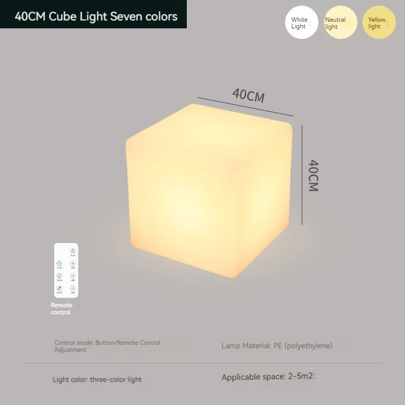 Cube Table Lamp with Remote Control and Dimmable LED.