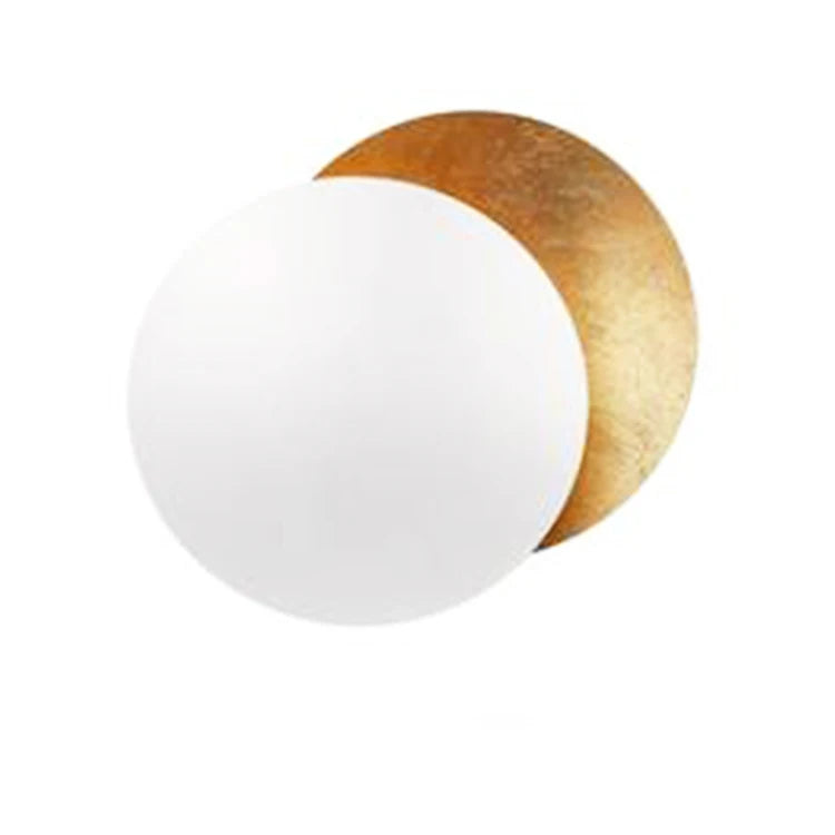 Decorative wall light with white and gold crescent design on a white background