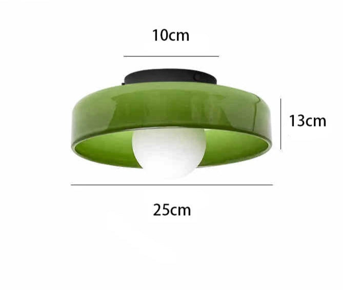 Kitchen Green Ceiling Light - Elegant Glass & Iron Design