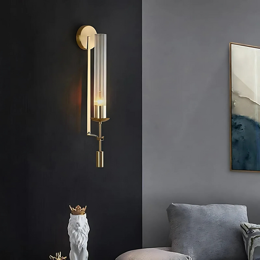 Minimalist Nordic gold wall sconce – retro glass LED wall light with antique brass finish