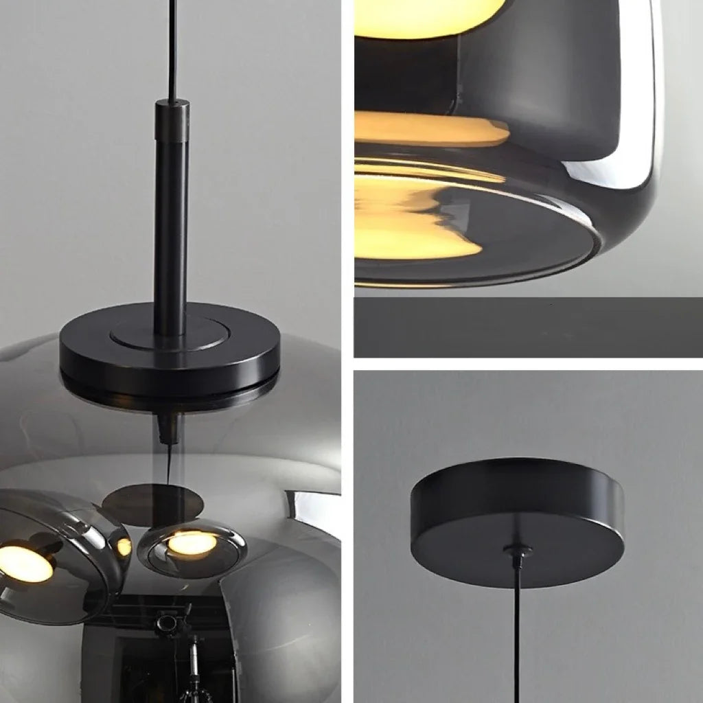 Minimalist Pendant Lighting: Dipti Glass Stone Cord Pendant in Champagne
