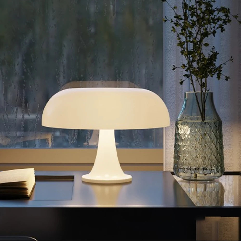 Modern Danish designer mushroom lamp in white finish