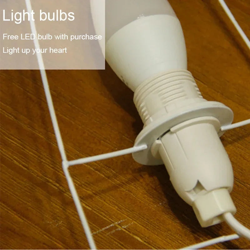 Homestay art lamp with white washi paper shade and energy-efficient LED bulb.