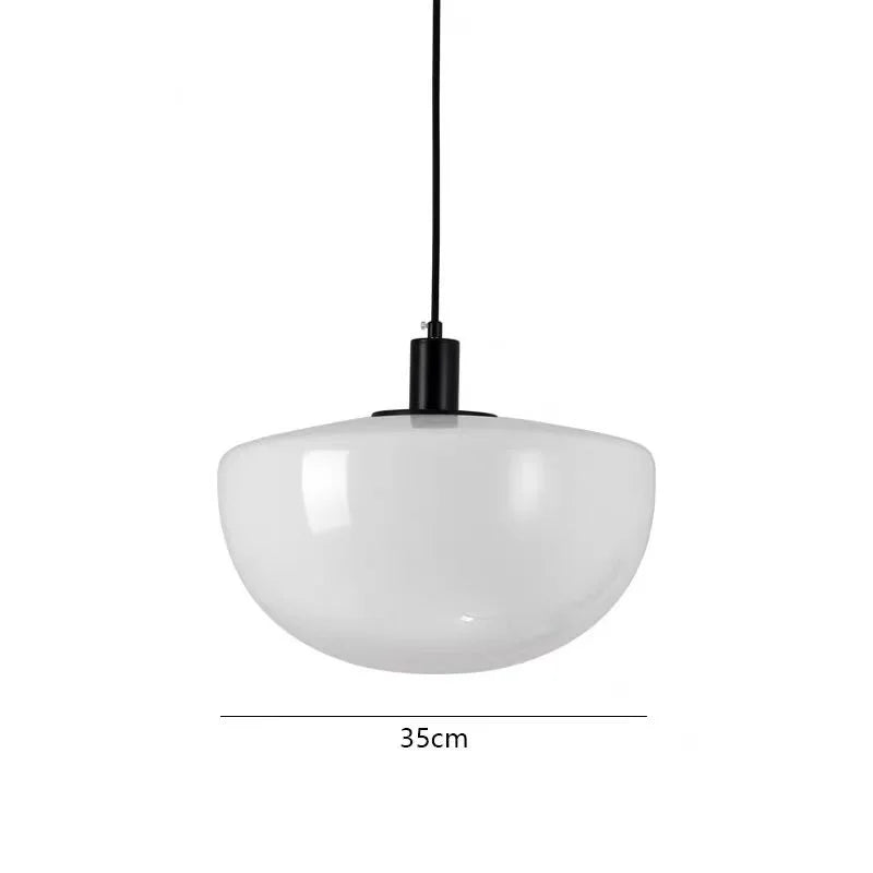 White Glossy Glass Lamp with E27 LED bulb for energy-efficient home decor.