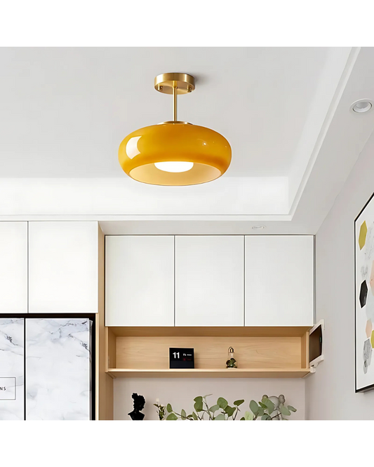 Tara Retro Glass Pendant Light hanging in modern kitchen