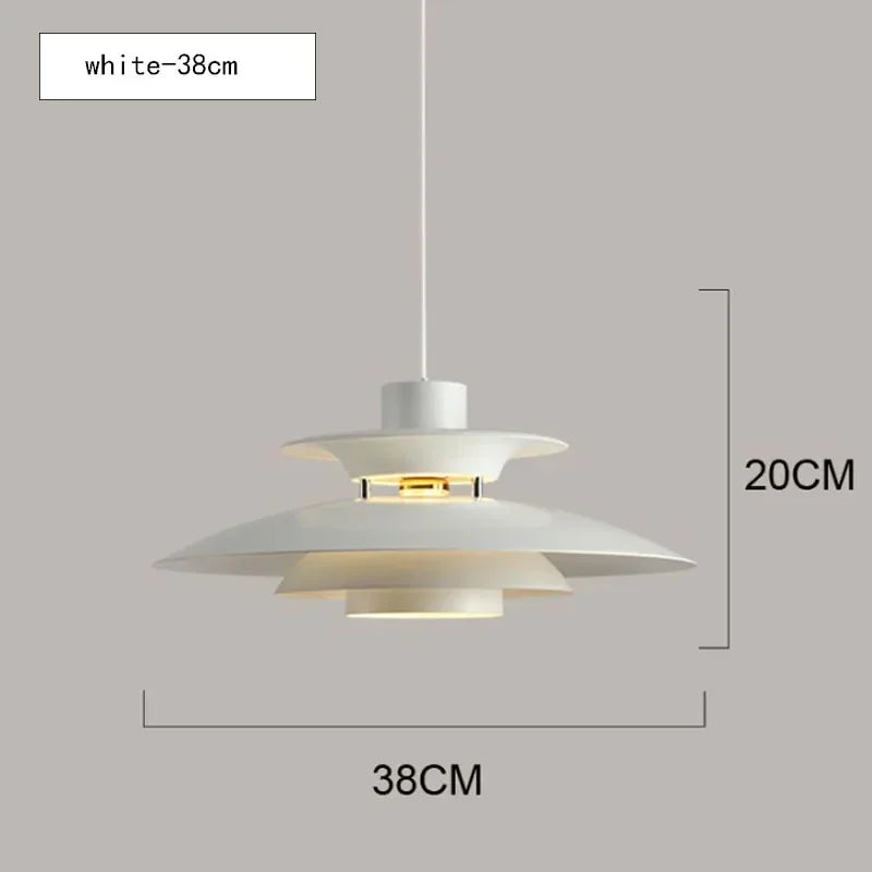 White pendant lamp with dimensions on a gray background
