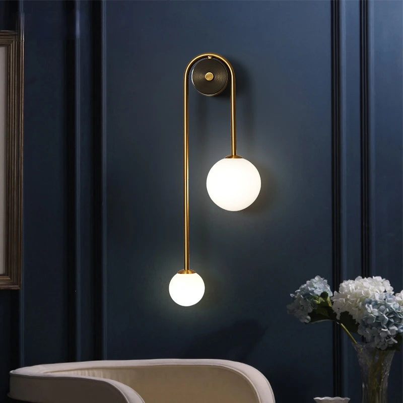 gold frosted glass shade wall sconce elegant design