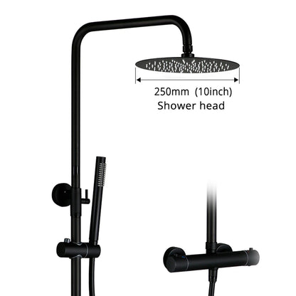 Aarunya thermostatic gold shower installed in hotel-style bathroom