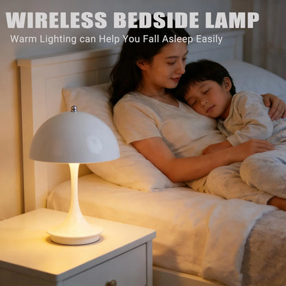 Acrylic LED table lamp glowing on a study desk
