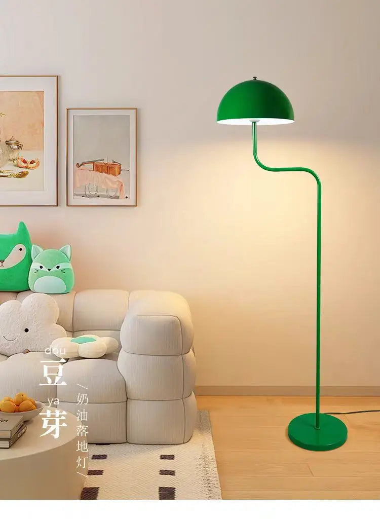 Arch floor lamps with Art Deco style metal body and iron shades.