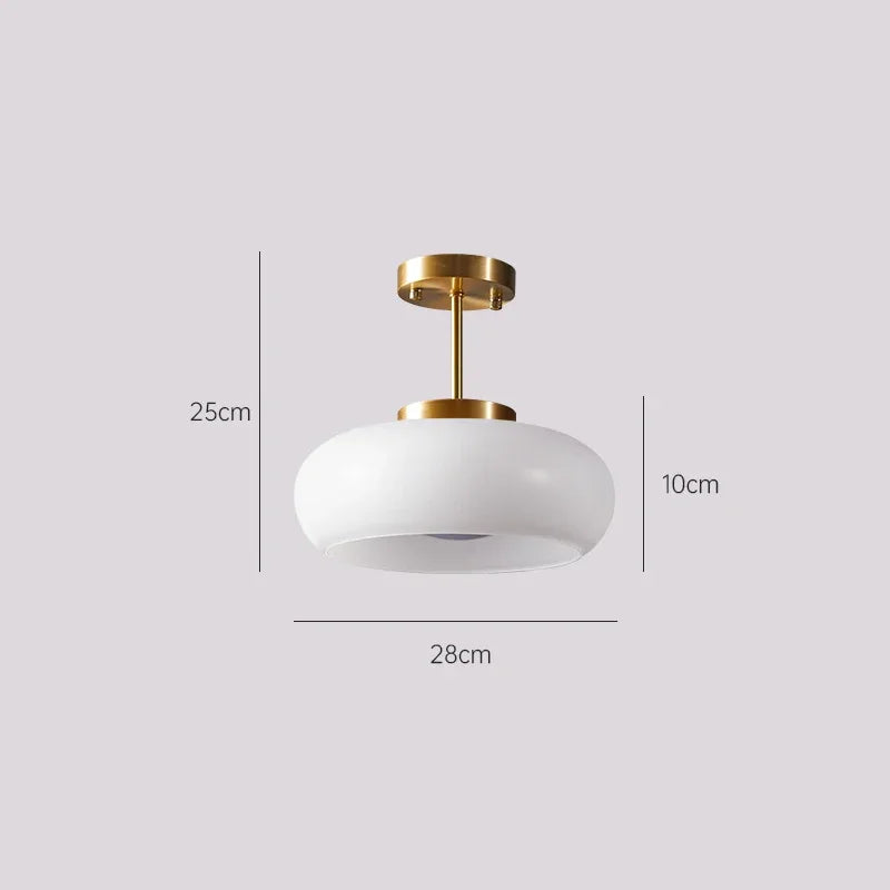 Ceiling light fixture with dimensions on a white background