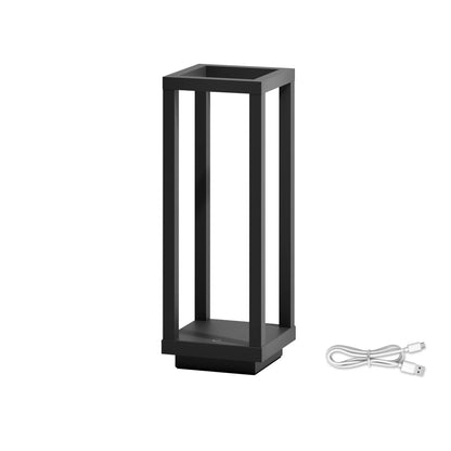 Cordless black LED lamp for modern living rooms