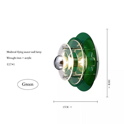 Designer acrylic atmosphere lamp providing soft glow in a hallway.