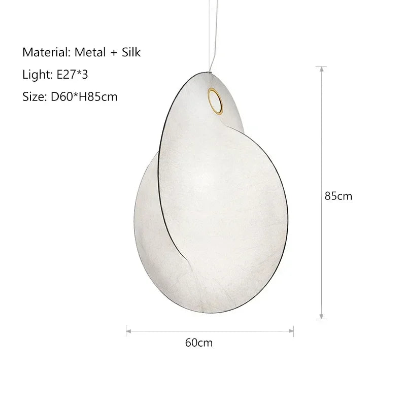 Extra large 80cm silk pendant light for architectural voids and loft spaces.