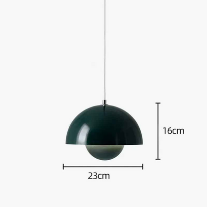 Forest Green  Bauhaus pendant light with dome shape and flowerpot design