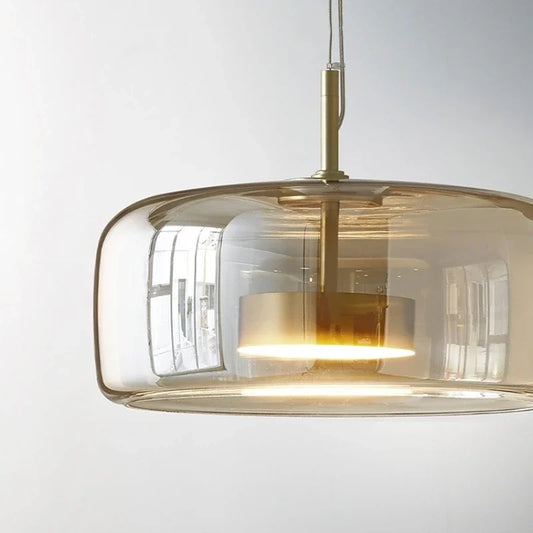 Glass Pendant Lights: Dipti Iron and Glass fixture for bedroom ambiance