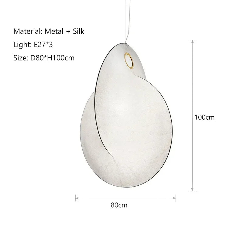Hand-knitted white silk chandelier for Wabi Sabi style parlor and study rooms.