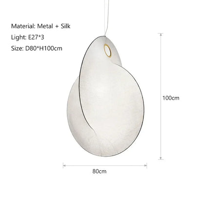 Hand-knitted white silk chandelier for Wabi Sabi style parlor and study rooms.