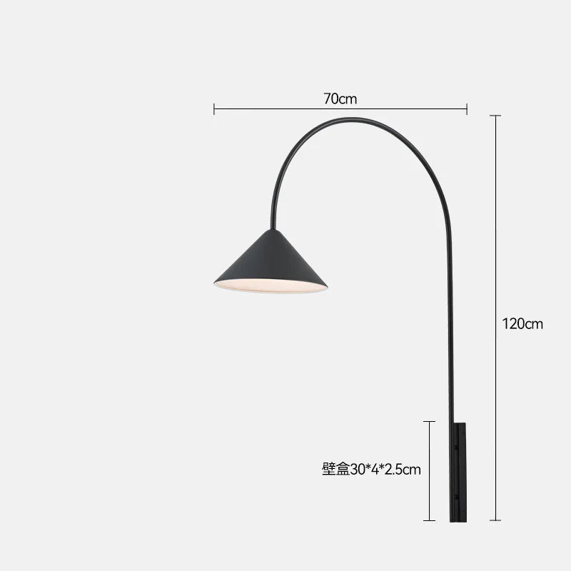 Indoor wall lamp with long pole arm for high-end hotel room decoration.
