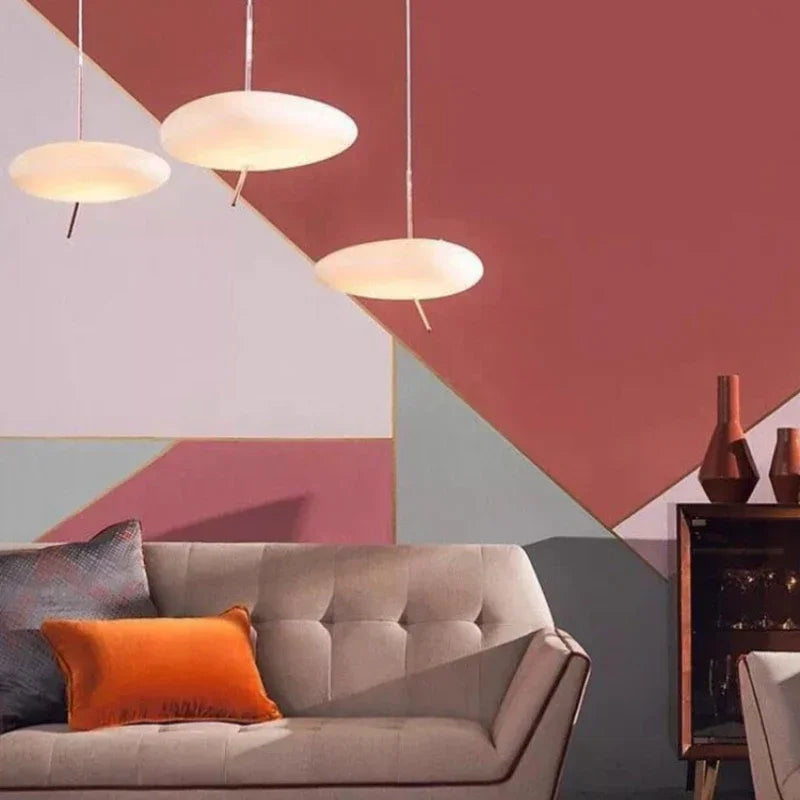 LED pendant lighting featuring high polymer material and iron plated finish.