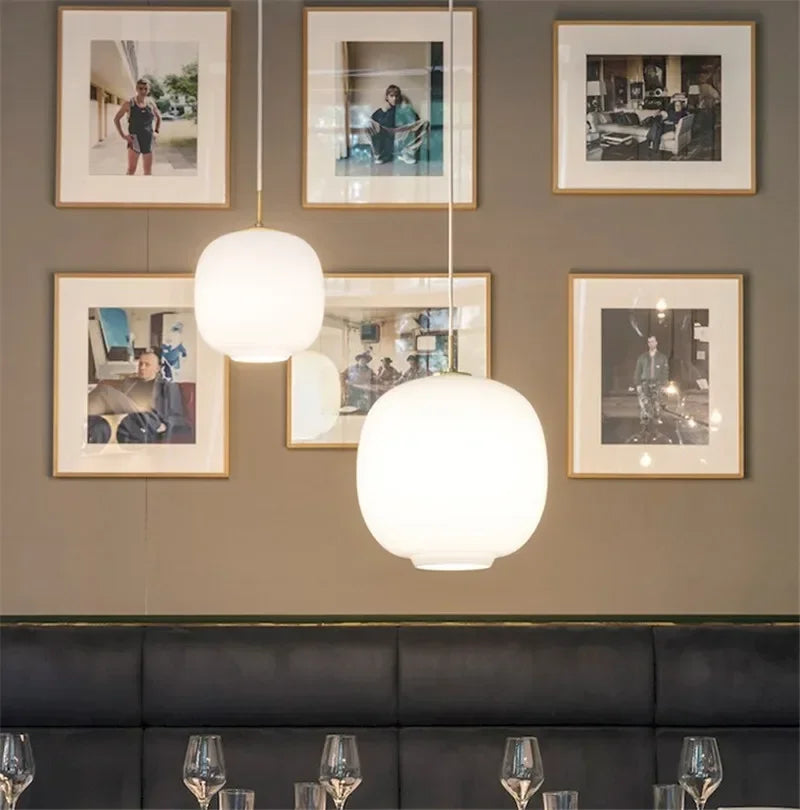 LED pendant lighting providing soft diffused glow in a modern kitchen.