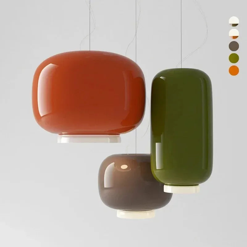 LED pendant lighting with ribbed glass texture and sleek iron finish.