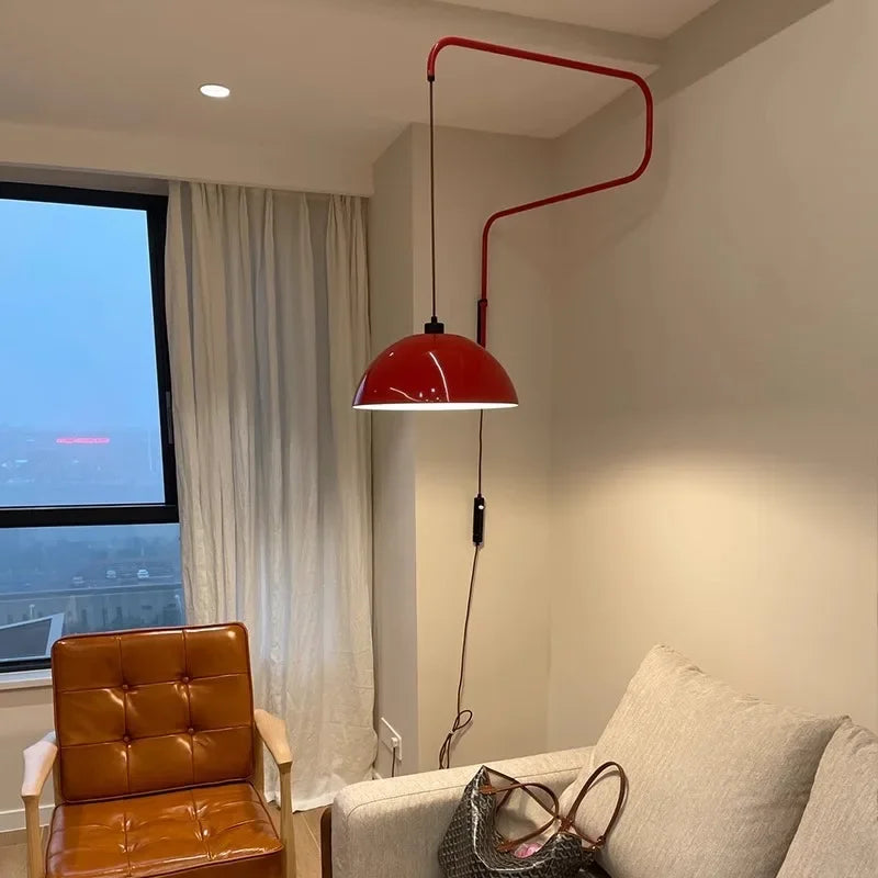 LED wall sconce lights in vibrant red for bedroom bedside task lighting.