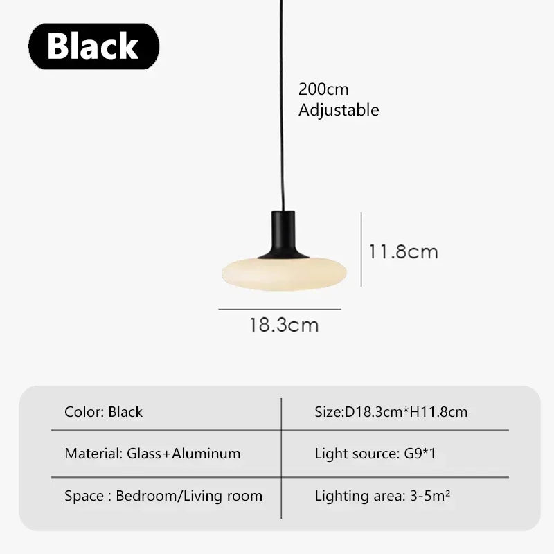 Minimalist pendant lighting fixture with perforated iron technics and white glass.