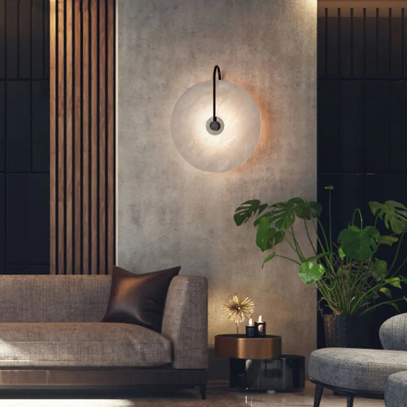 Modern Art Stone LED Wall Lamp for Luxury Bedroom.