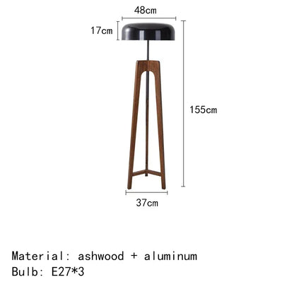Modern wood floor lamp providing up to 82000 lumens for large living spaces.