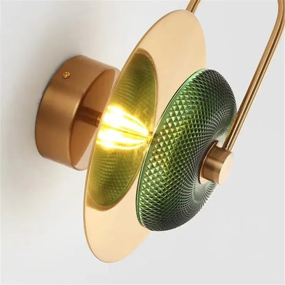 Premium green stone wall sconce with a 6-year warranty certification.