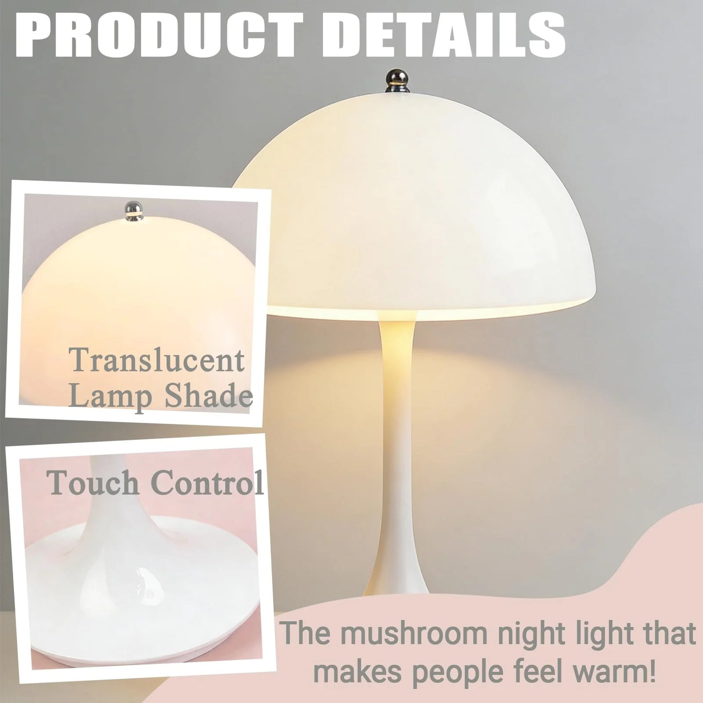Rechargeable LED bedroom lamp with black aluminum frame
