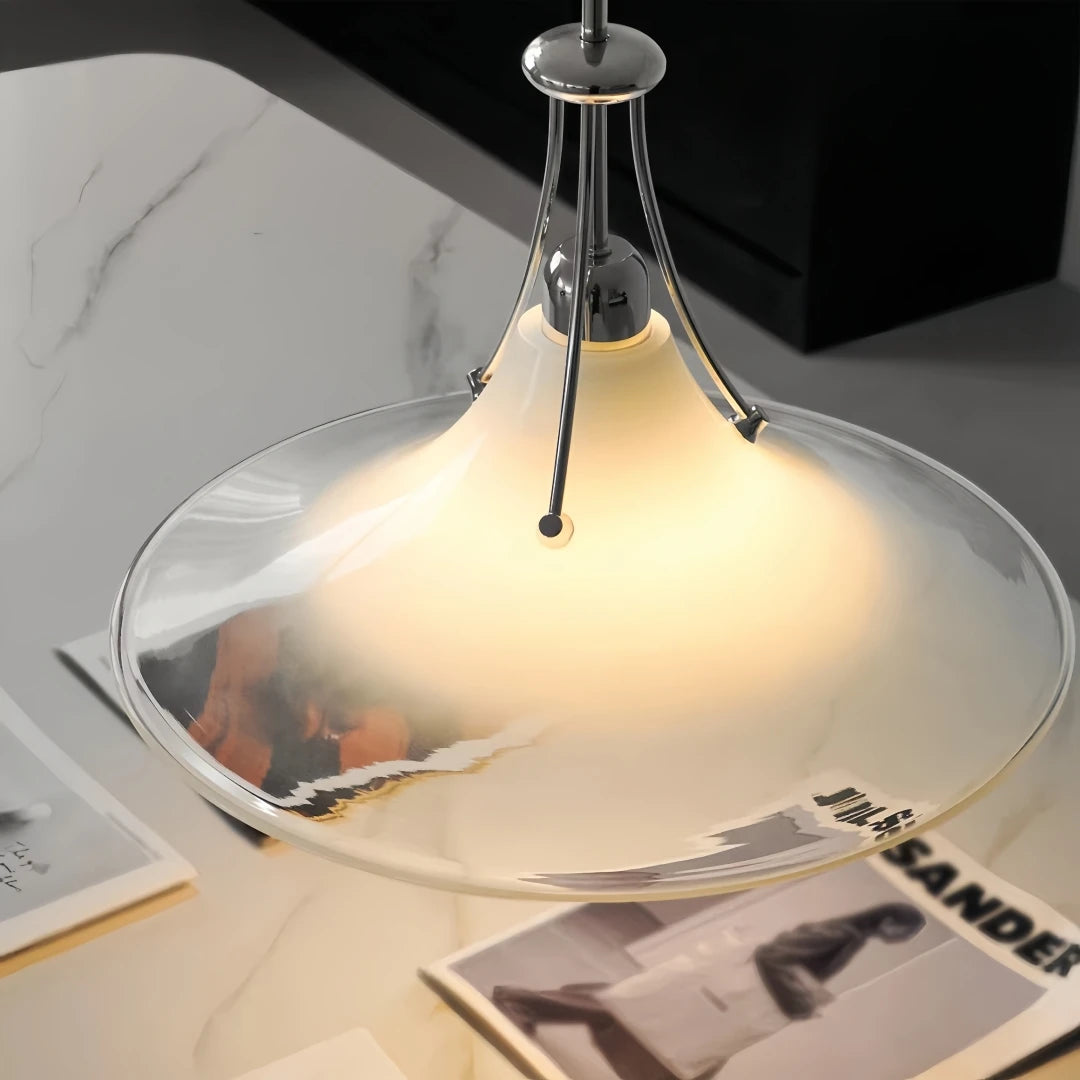 Retro pendant light with touch control switch close-up
