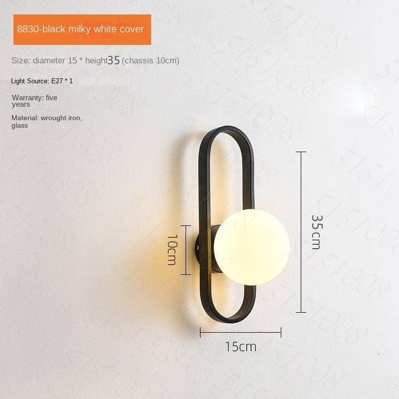 Wall light fixture with dimensions and specifications on a white background