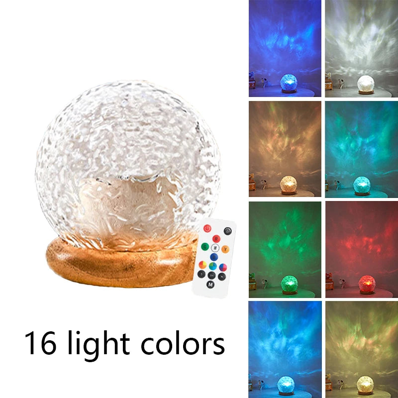 Crystal mood lamp glowing warm sunset colors