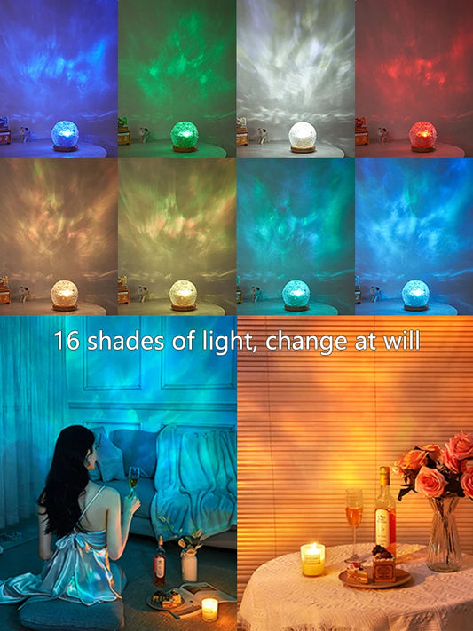 Solveig sunset water ripple projector lamp in bedroom