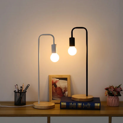 Warm Nordic Wooden Desk Lamp – Cozy Lighting for Bedroom & Living Room
