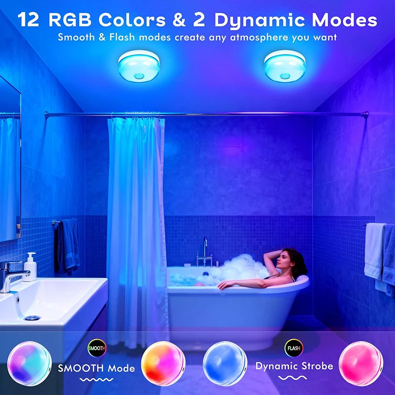 Magnetic LED shower light with remote control