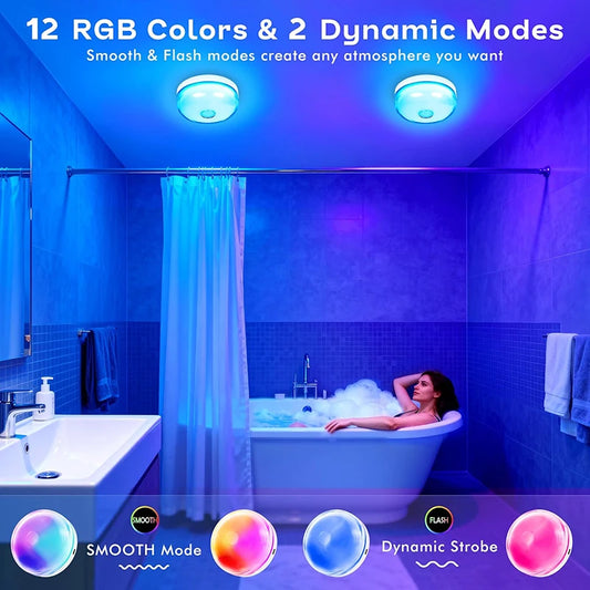 Magnetic LED shower light with remote control