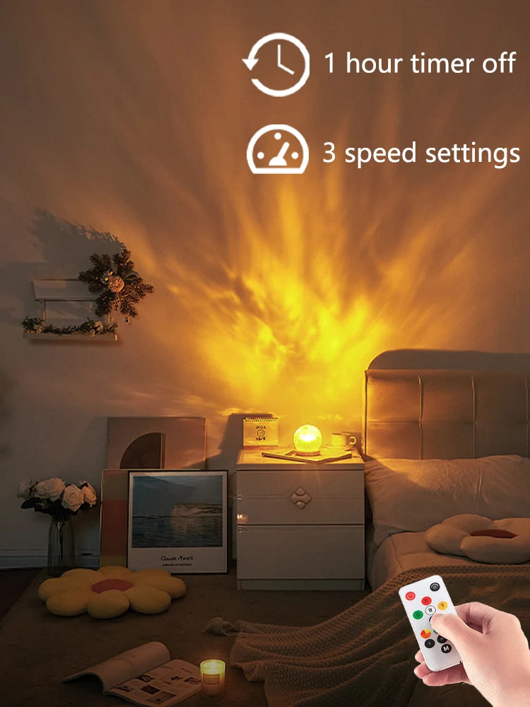Water ripple projector night light aesthetic decor