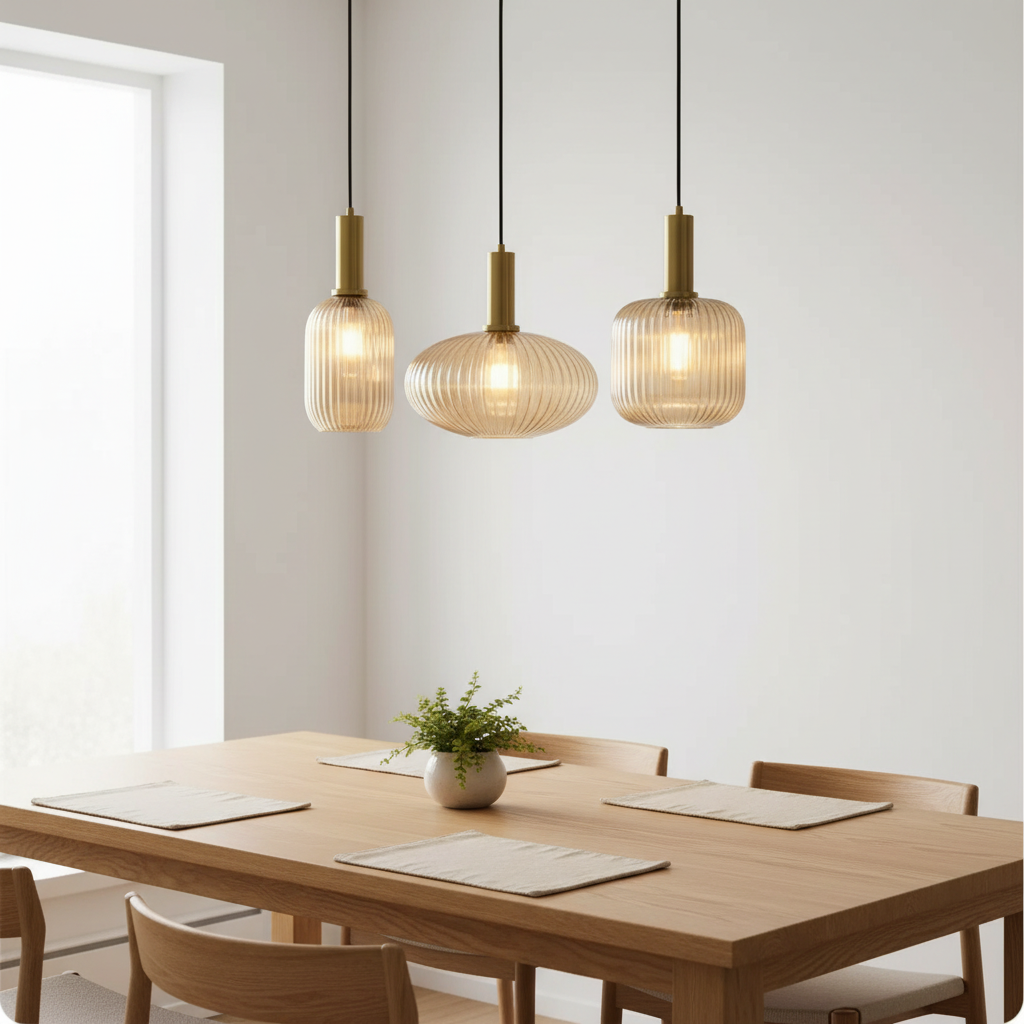 Chhavi Triple Retro Colorful Glass Pendant Light