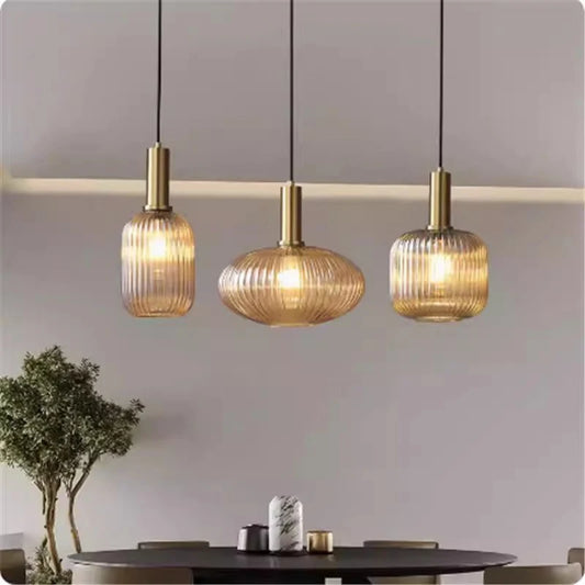 Chhavi Triple Retro Colorful Glass Pendant Light