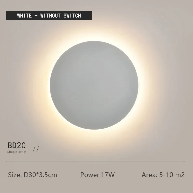 Wall-mounted light fixture with text indicating 'White Without Switch' and product details.