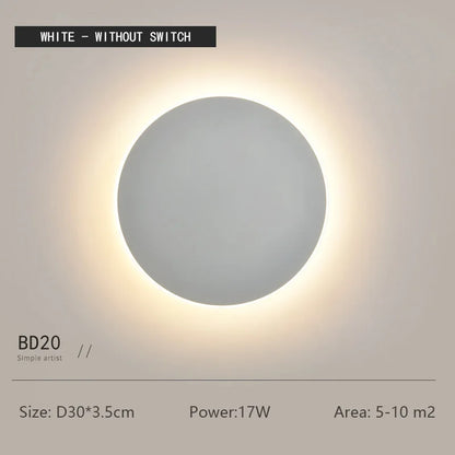 Wall-mounted light fixture with text indicating 'White Without Switch' and product details.