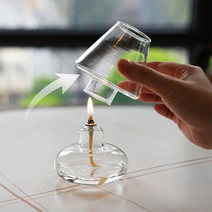 Solvi modern glass oil lamp on wedding reception table