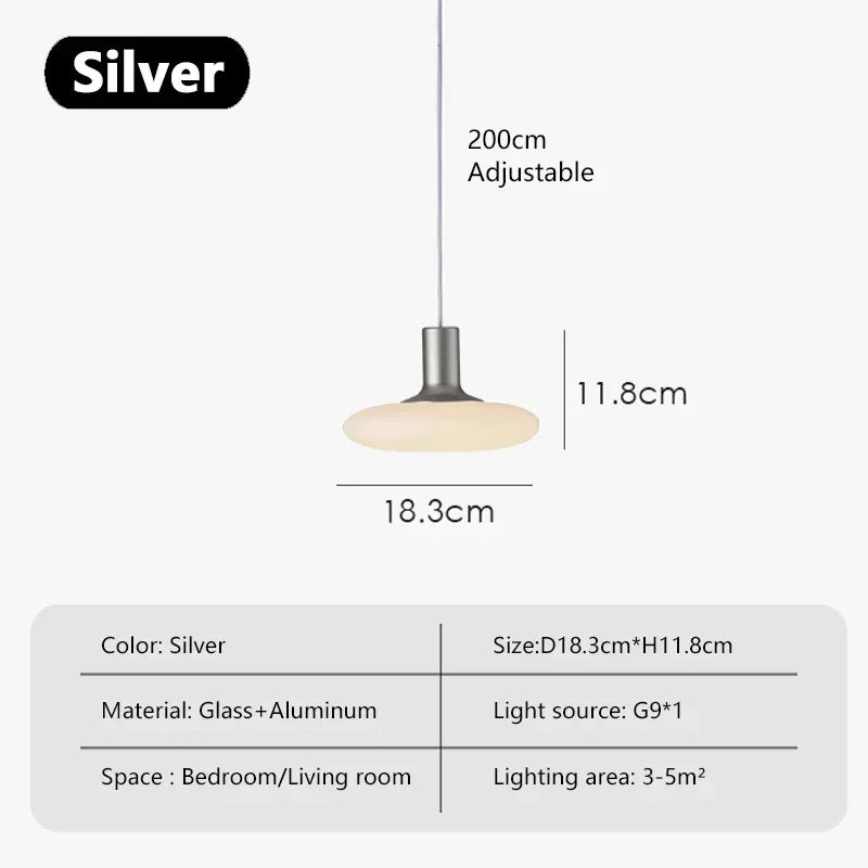 Small pendant lights for bedrooms with a 200cm adjustable hanging cord.