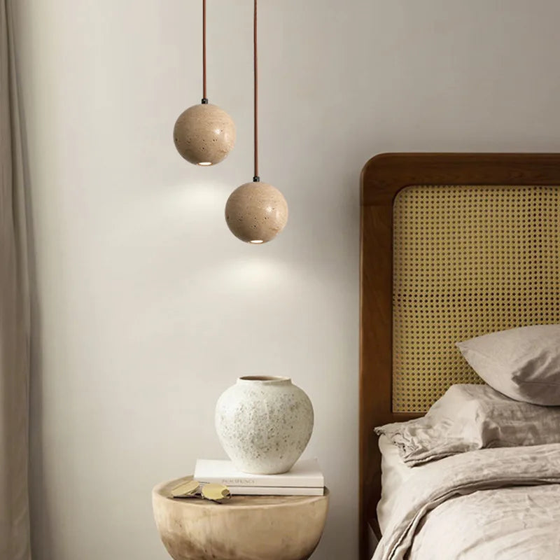 Stenball Modern glass home decor led lights in yellow travertine stone.